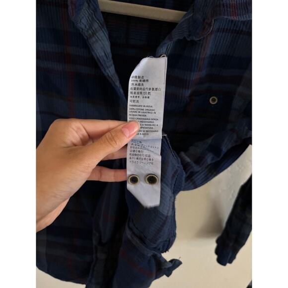 Prana Top Women's XS Blue Fillary Plaid Organic Cotton Button Up Collared - Picture 7 of 9